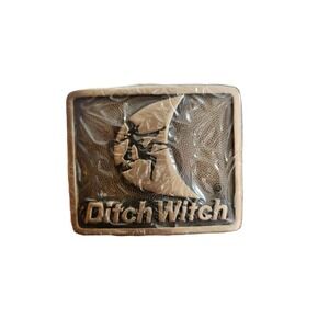 Vintage 1980s Ditch Witch Heavy Machinery Solid Brass Belt Buckle Sealed Western